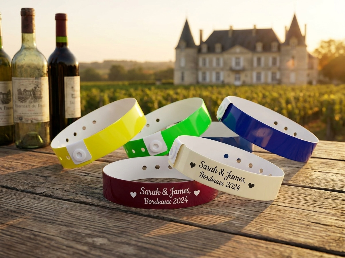 Bracelets mariage personnalisés pour un château viticole à Bordeaux, en Nouvelle-Aquitaine